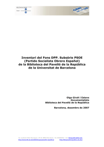 Inventari del Fons DPP. Subsèrie PSOE (Partido Socialista Obrero