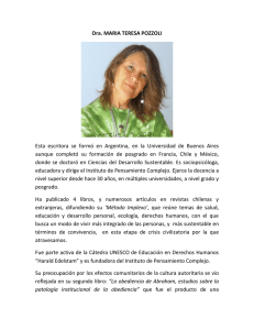Dra. MARIA TERESA POZZOLI Esta escritora se formó en Argentina