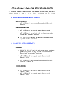 LEGISLACIÓN APLICABLE AL COMERCIO MINORISTA