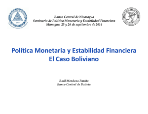 Política Monetaria y Estabilidad Financiera El Caso Boliviano