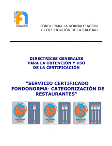 servicio certificado fondonorma- categorización de restaurantes