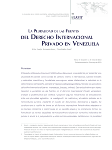 La Pluralidad de las Fuentes del Derecho Internacional Privado en