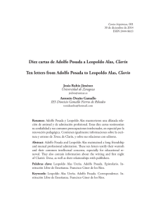 Diez cartas de Adolfo Posada a Leopoldo Alas, Clarín Ten letters