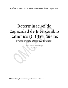 Determinación de Capacidad de Intercambio Catiónico (CIC) en