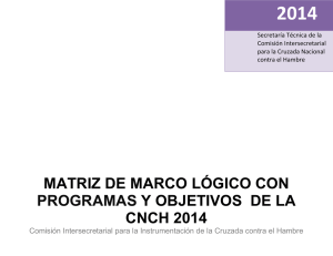 matriz de marco lógico con programas y objetivos de la cnch 2014