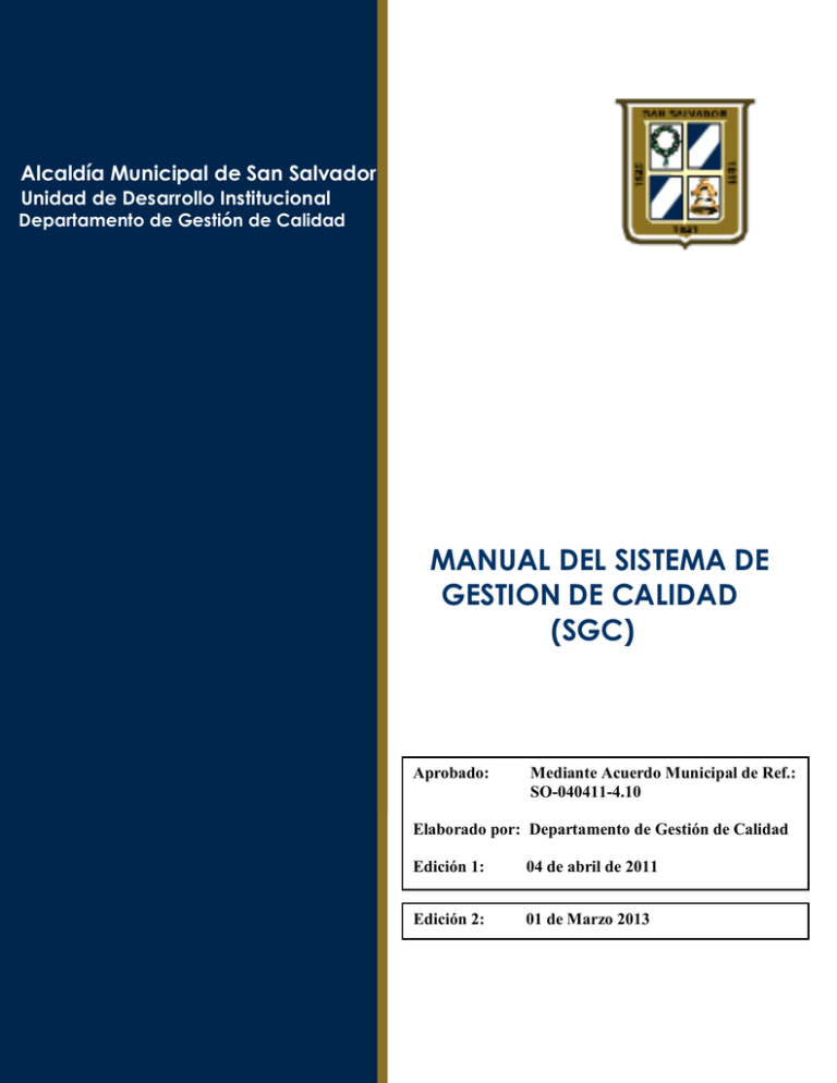 Manual Del Sistema De Gestion De Calidad (sgc)