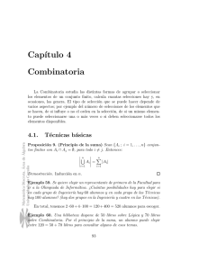 Cap´ıtulo 4 Combinatoria