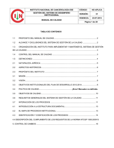 Manual de Calidad - Instituto Nacional de Cancerología