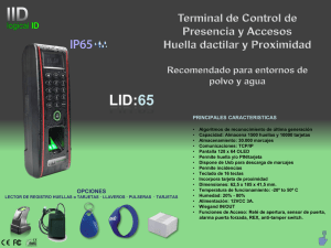 Terminal de Control de Presencia y Accesos LID 65