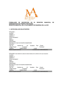 formulario de inscripción en el registro municipal de demandantes