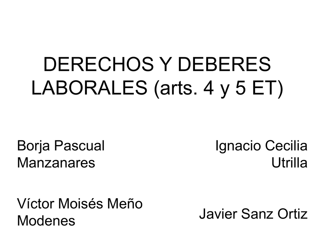 Derechos Y Deberes De Los Trabajadores