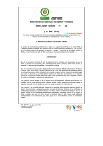 Resolución 180 de 2013 - Ministerio de Comercio, Industria y
