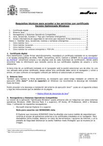 Requisitos técnicos para acceder a los servicios con