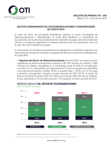 ingresos anuales del sector de telecomunicaciones