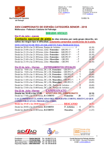 Cir 62-16 Horarios OFICIALES Campeonato de España SENIOR 2016