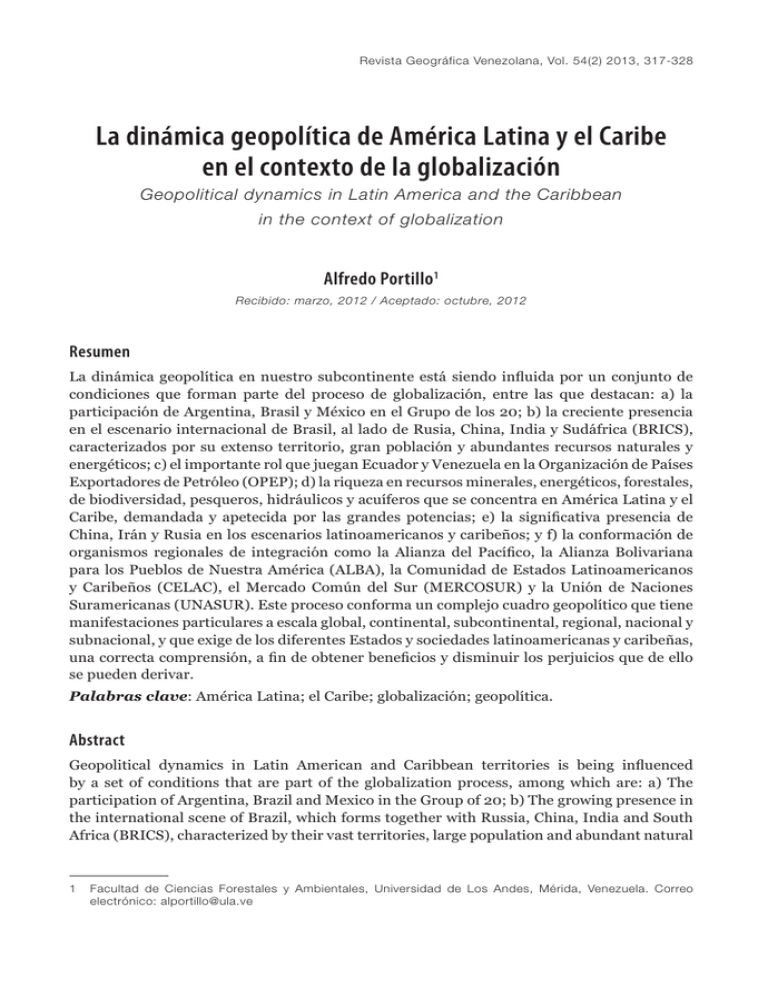 La Dinámica Geopolítica De América Latina Y El Caribe