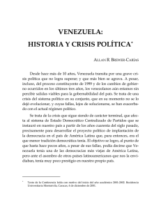 VENEZUELA: HISTORIA Y CRISIS POLÍTICA*