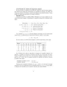 3.3.2 Detalles de cálculo del algoritmo sımplex En esta sección se