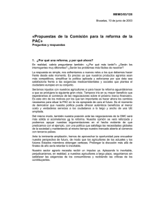 Propuestas de la Comisión para la reforma de la PAC