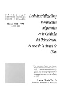 Desindustrialización y movzmzentos migratorios en la Cataluña del