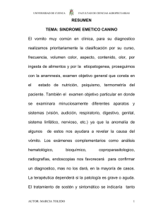 SINDROME EMETICO CANINO El vomito muy común en clínica