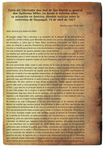 Carta del Libertador don José de San Martín a