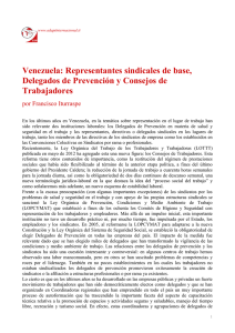 Venezuela: Representantes sindicales de base, Delegados de