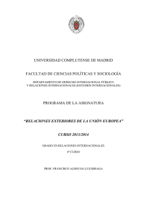 802588 Relaciones Exteriores UE Prof. Francisco Aldecoa