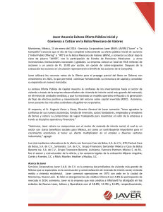 Javer Anuncia Exitosa Oferta Pública Inicial y Comienza a Cotizar
