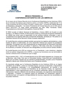 México presidirá la Conferencia Estadística de las Américas.
