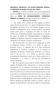 Sentencia Penal Robo - Poder Judicial del Estado de Sonora