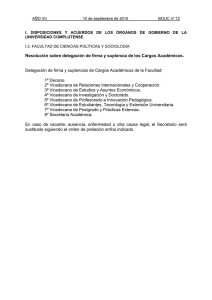 Resolución sobre delegación de firma y suplencia de los Cargos