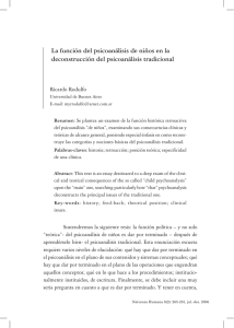 La función del psicoanálisis de niños en la deconstrucción del