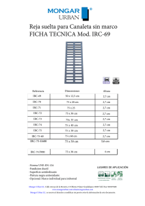 Reja suelta para Canaleta sin marco FICHA TECNICA Mod. IRC-69