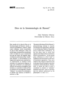 Dios en la fenomenología de Husserl