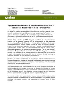 Syngenta anuncia lanza un novedoso insecticida para el