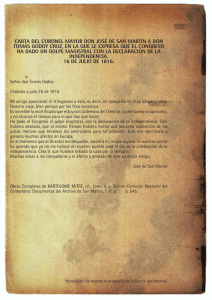 carta del coronel mayor don josé de san martín a don tomás godoy