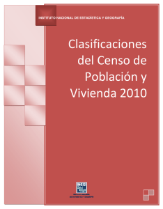 Clasificaciones del Censo de Población y Vivienda 2010.