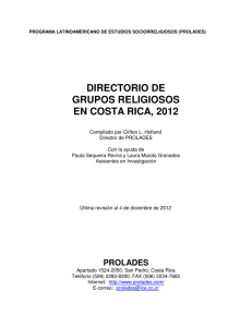 directorio de grupos religiosos en costa rica, 2012