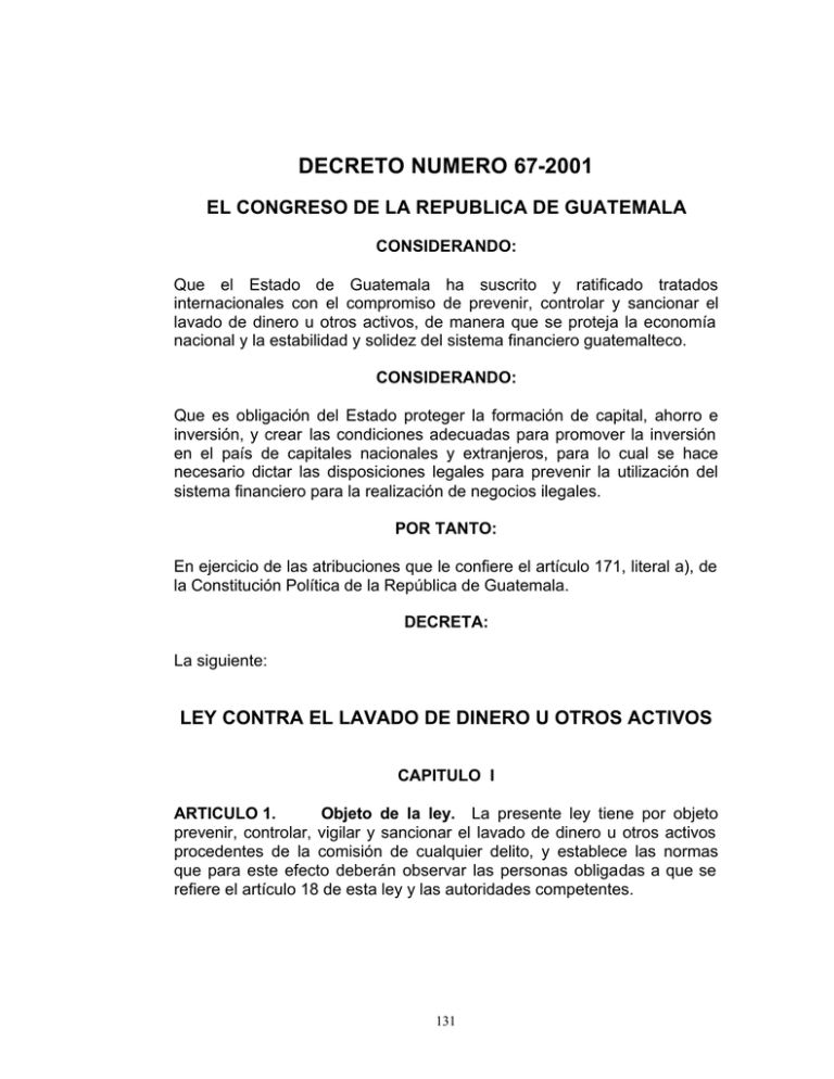 Ley contra El Lavado de Dinero u Otros Activos