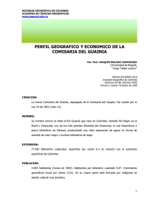 Perfil geográfico y económico de la Comisaría del Guainia