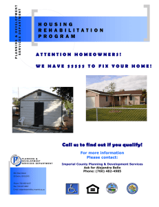 HOUSING REHABILITATION PROGRAM Call us to find out if you