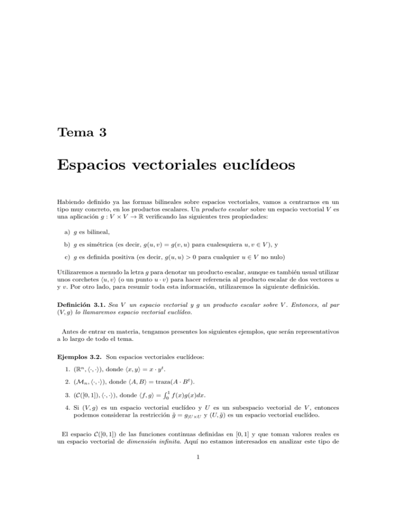 Tema 3: Espacios Vectoriales Euclídeos