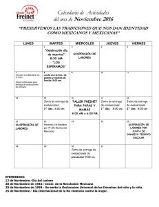 Calendario de Actividades del mes de Octubre 2016