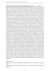 GASTO PUBLICO, NATURALEZA CONSTITUCIONAL DEL. La
