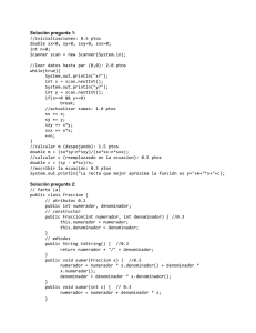 Solución pregunta 1: //inicializaciones: 0.5 ptos double sx=0, sy=0