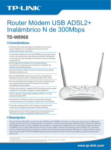 Router Módem USB ADSL2+ Inalámbrico N de 300Mbps