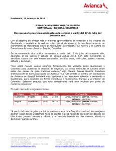 AVIANCA AUMENTA VUELOS EN RUTA GUATEMALA