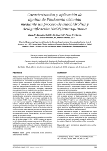 Caracterizaciòn y aplicación de lignina de Paulownia obtenida