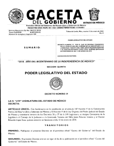 PODER LEGISLATIVO DEL ESTADO - Gobierno del Estado de México